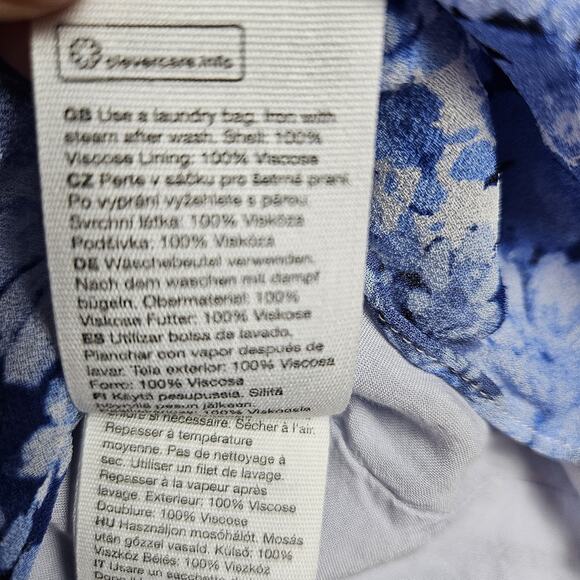 & OTHER STORIES Smocked A-Line Blouse Blue Floral Cottage Boho Chic Sheer Size 4 - Picture 13 of 14